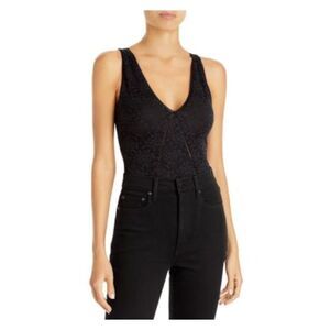 JONATHAN SIMKHAI Intimates Black Sheer Bodysuit Long Sleeve Thong Back XS